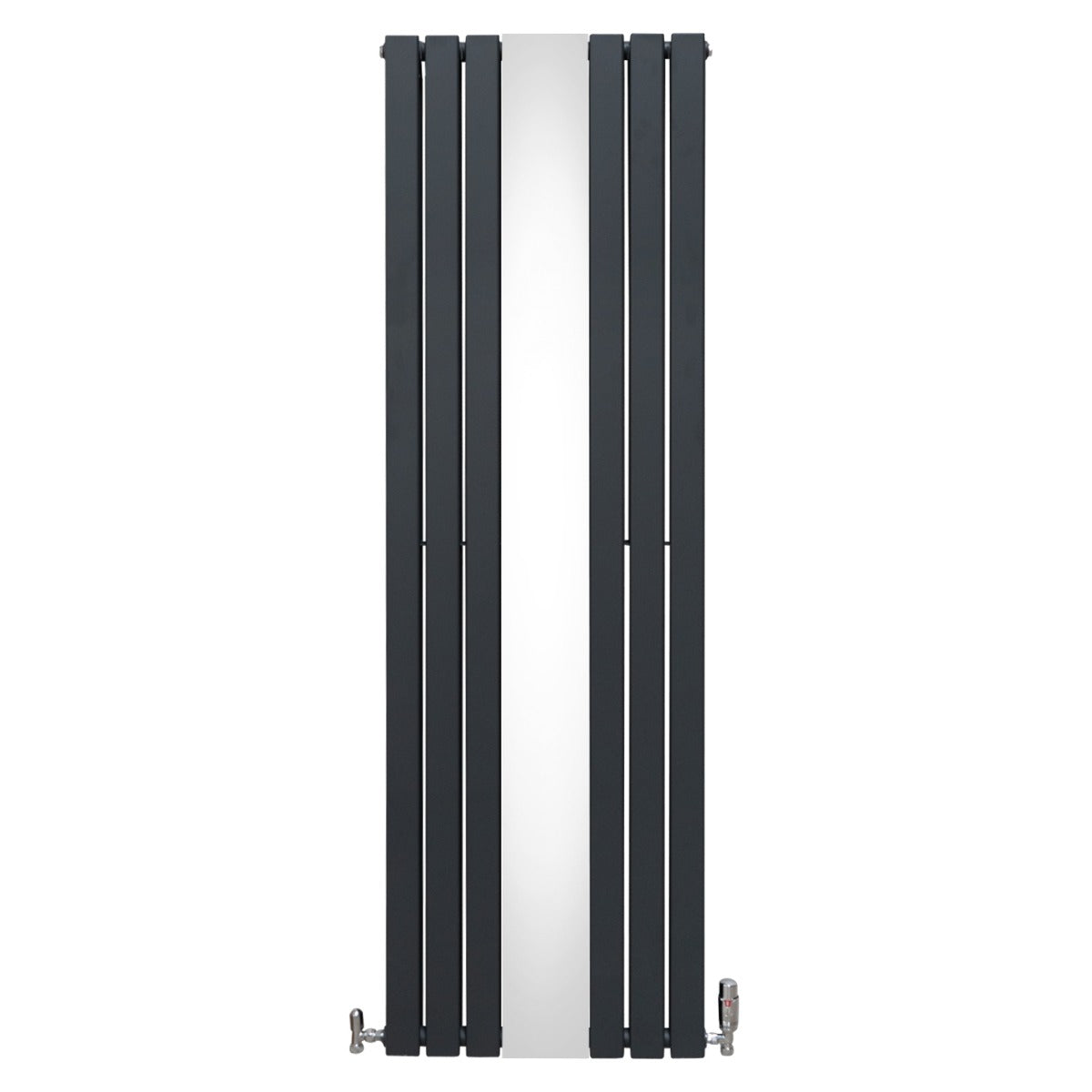 Radiateur Plat avec Miroir & Valves - 1800mm x 565mm – Gris Anthracite