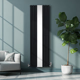 Radiateur Plat avec Miroir & Valves - 1800mm x 565mm – Noir