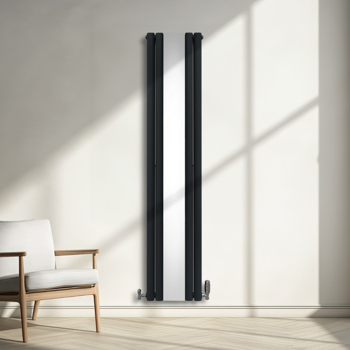 Radiateur à Colonne Ovale avec Miroir - 1800mm x 380mm – Gris Anthracite