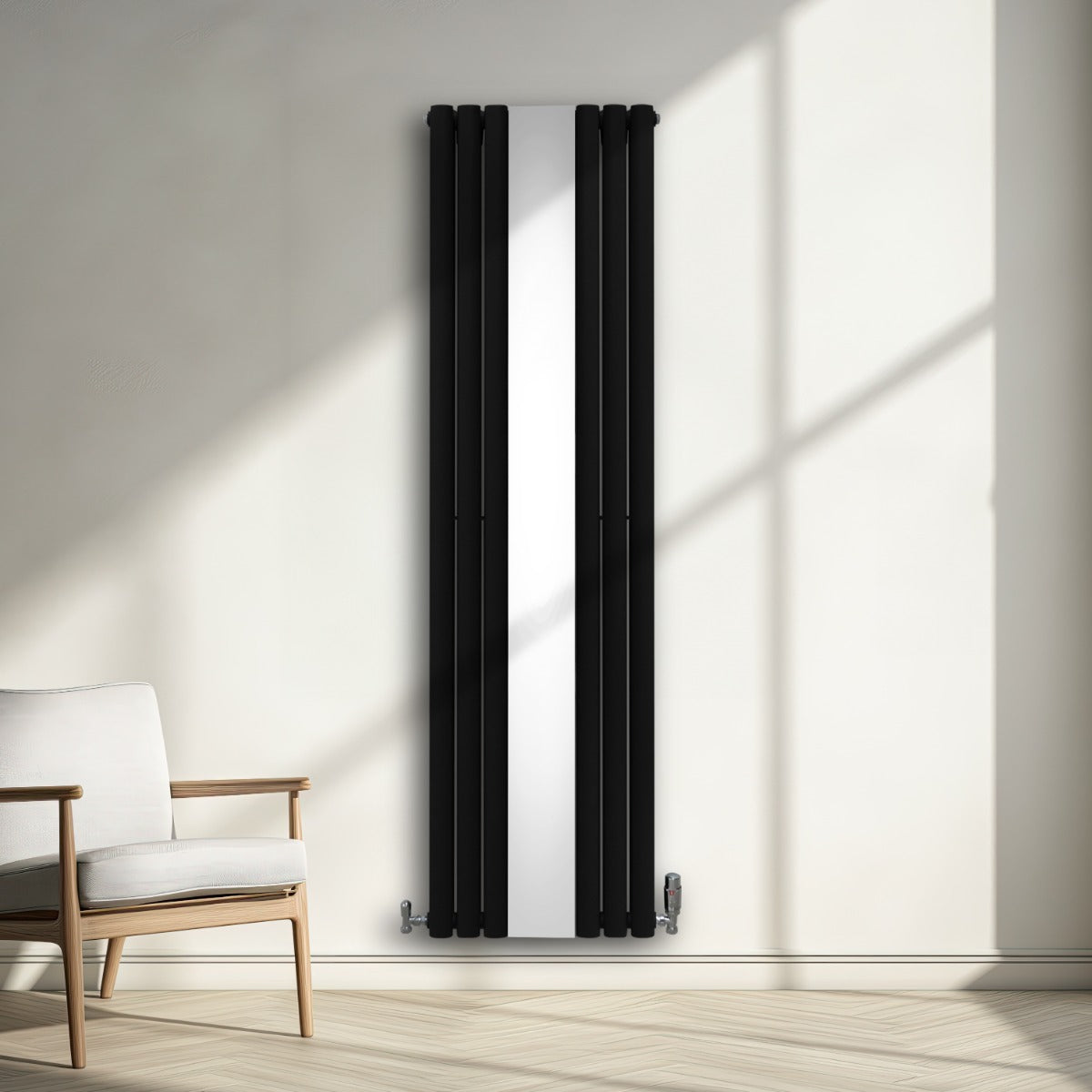 Radiateur à Colonne Ovale avec Miroir - 1800mm x 500mm – Noir