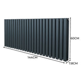 Radiateur à Colonne Ovale - 600mm x 1440mm – Gris Anthracite