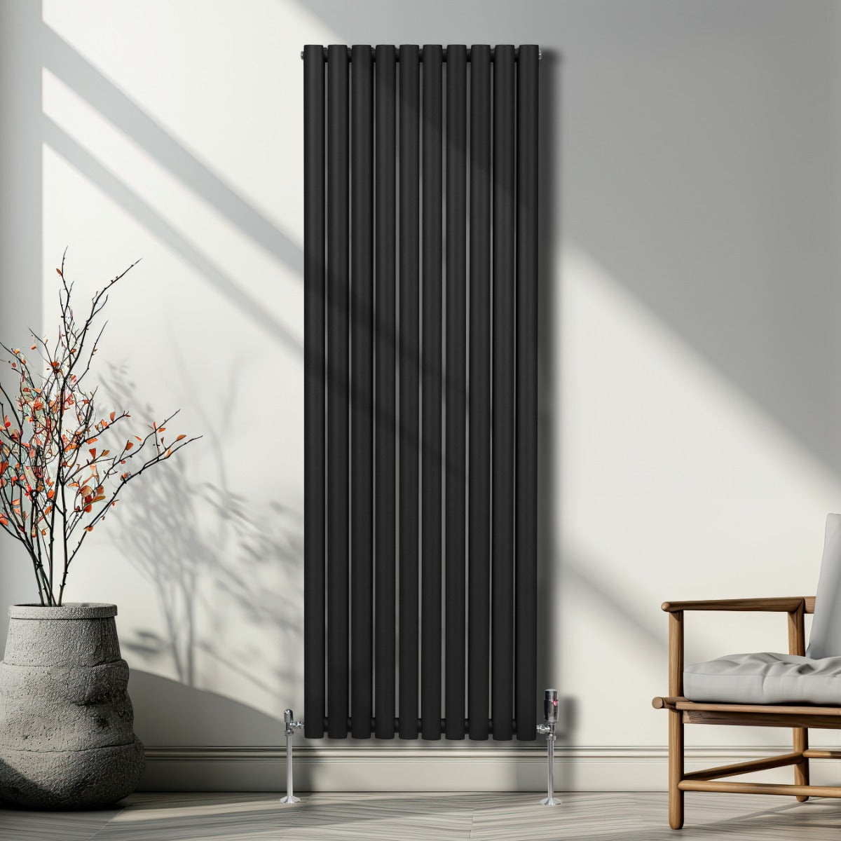 Radiateur à Colonne Ovale - 1800mm x 600mm – Noir