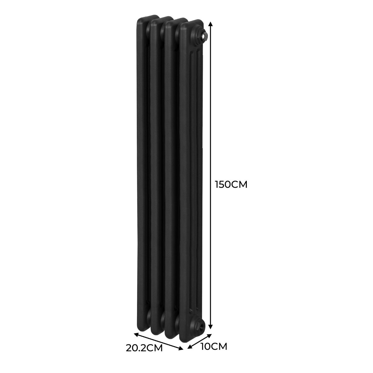 Radiateur Traditionnel à Triple Colonne – 1500 x 202 mm – Noir