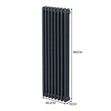 Radiateur Traditionnel à Triple Colonne – 1800 x 382 mm – Gris Anthracite