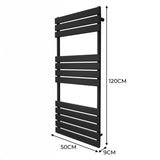 Radiateur Sèche-Serviettes à Panneau Plat – 1200mm x 500mm – Noir