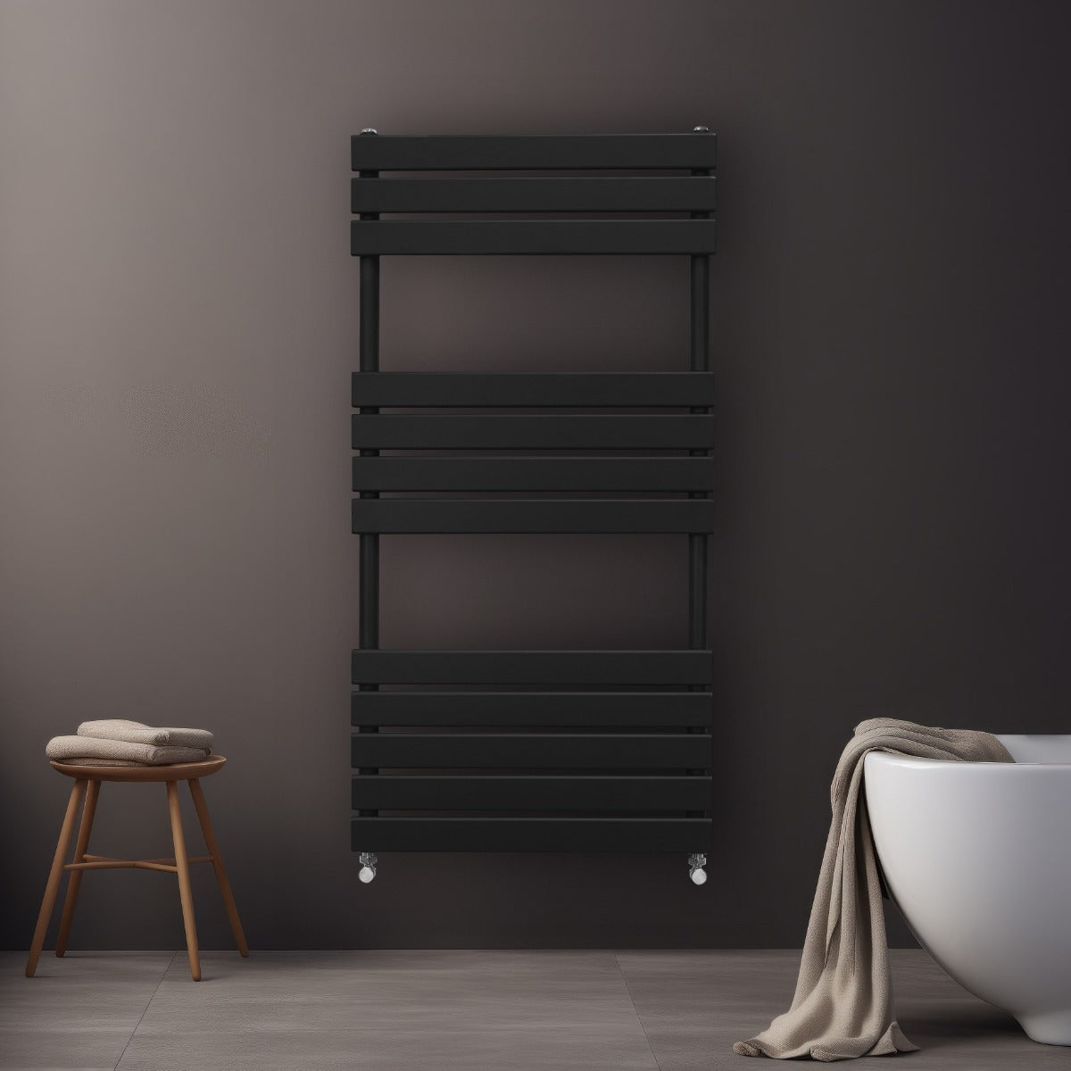 Radiateur Sèche-Serviettes à Panneau Plat – 1200mm x 600mm – Noir