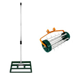 Ensemble 2-en-1 Scarificateur et Niveleur de Pelouse de 50 cm - Vert