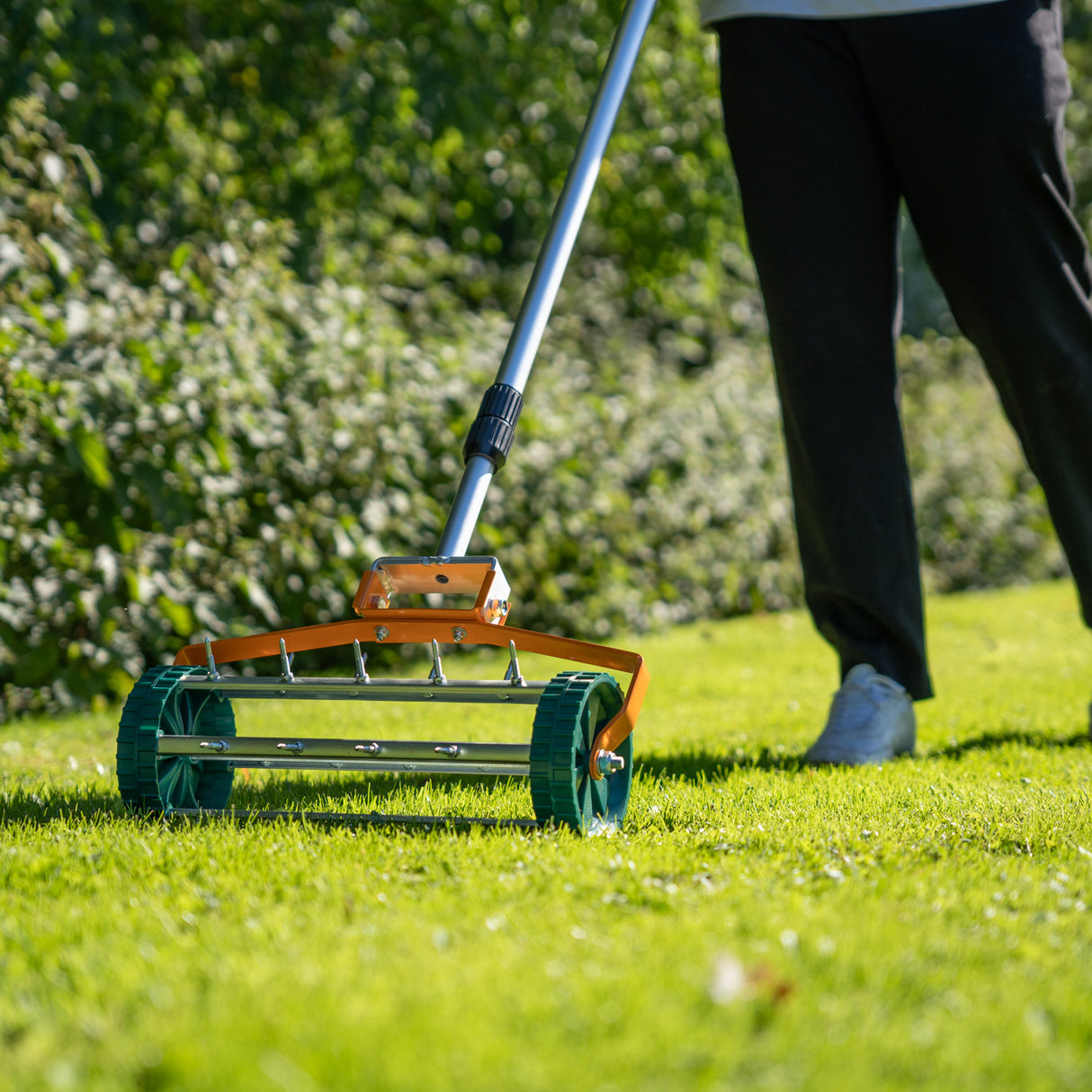 Ensemble 2-en-1 Scarificateur et Niveleur de Pelouse de 50 cm - Vert