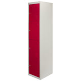 3 x Casiers Rangement Acier - Quatres Portes, Rouge