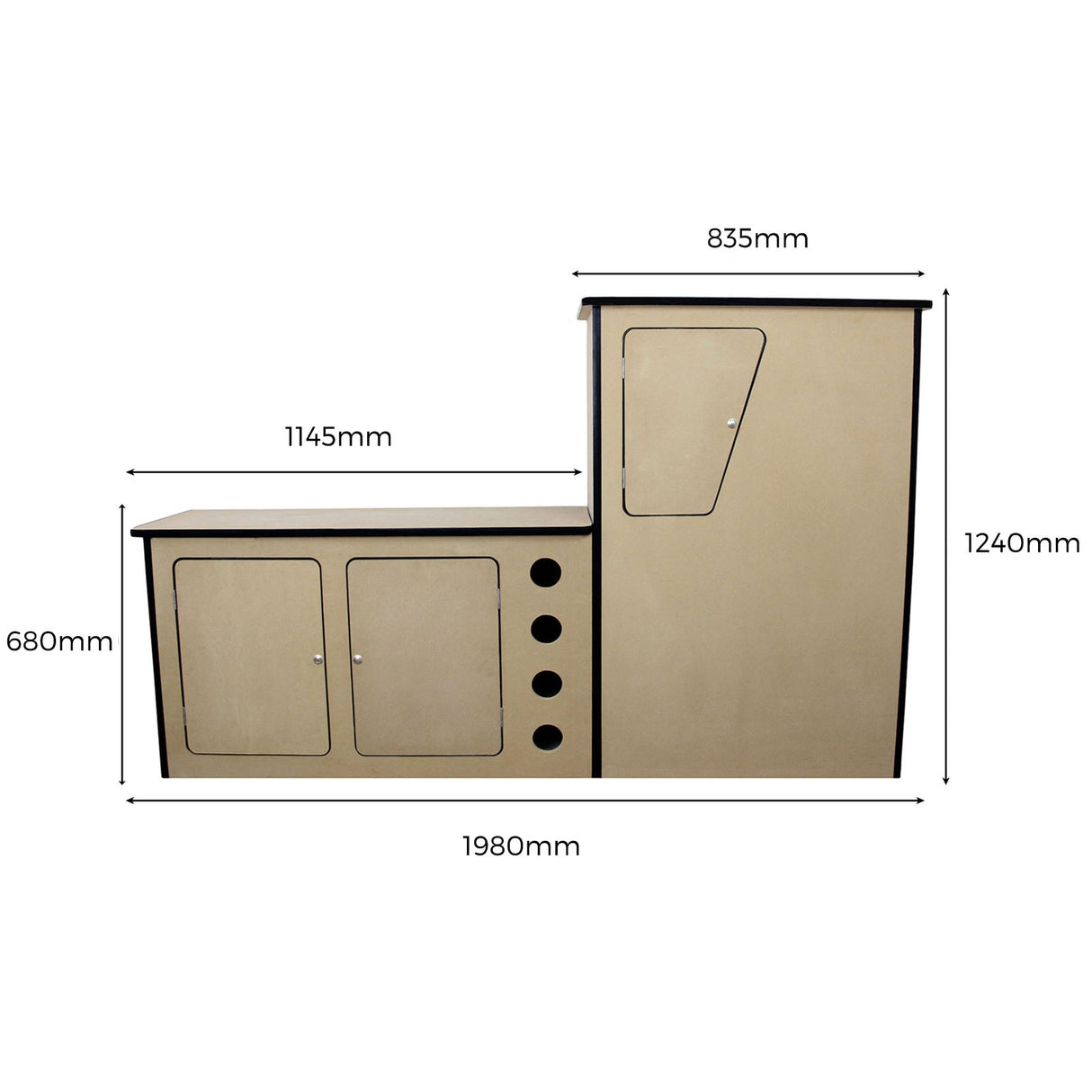 11m² Doublure Intérieure Feutre Noir & Unité de Cuisine MDF pour Campervan