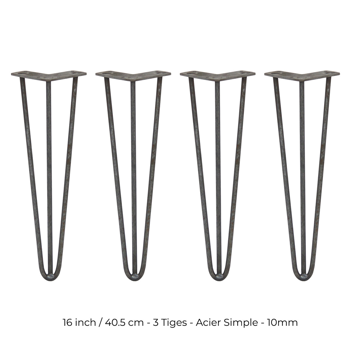 4 Pieds de Table en Epingle à Cheveux - 40,6cm - 3 Tiges - 10mm