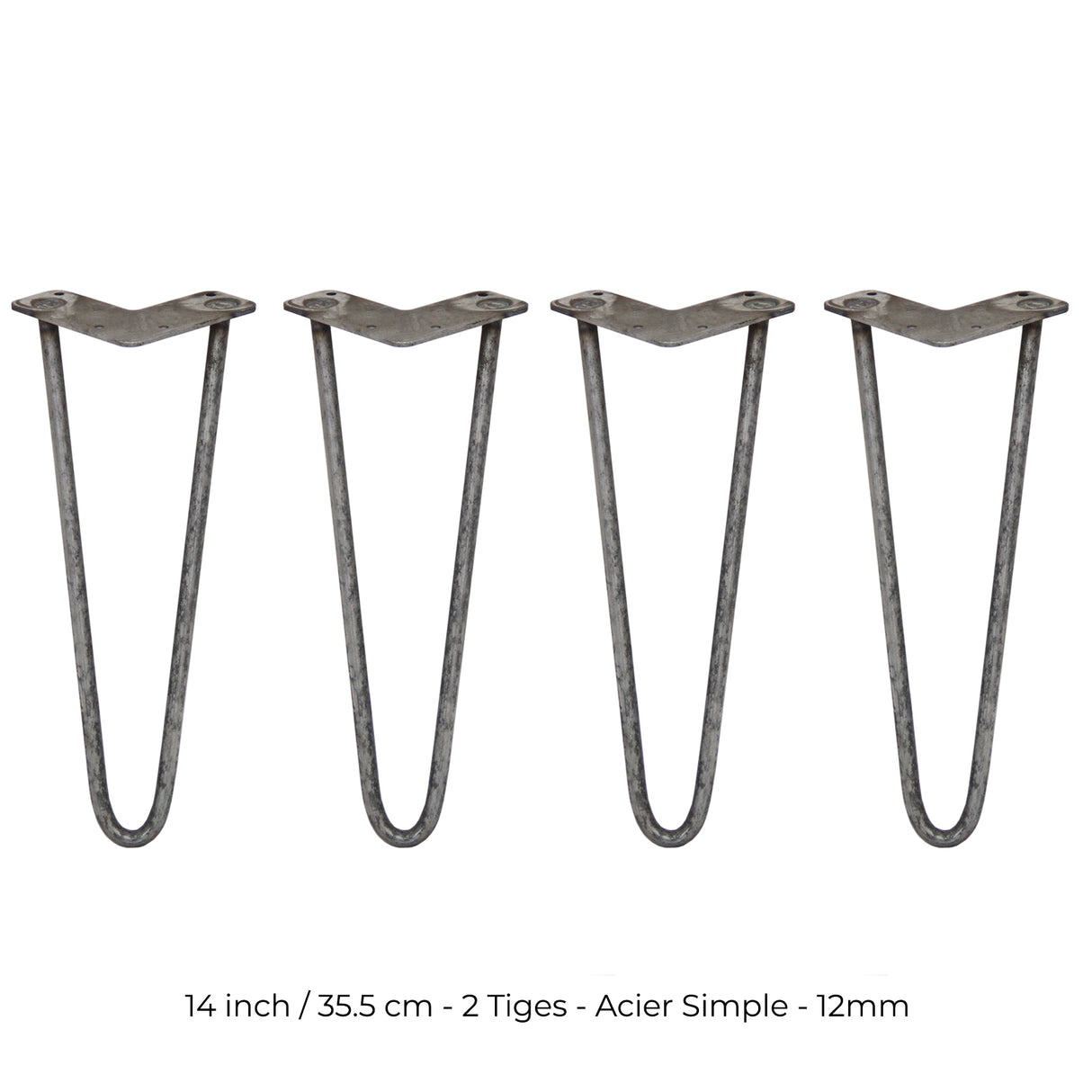 4 Pieds de Table en Epingle à Cheveux - 35,5cm - 2 Tiges - 12mm