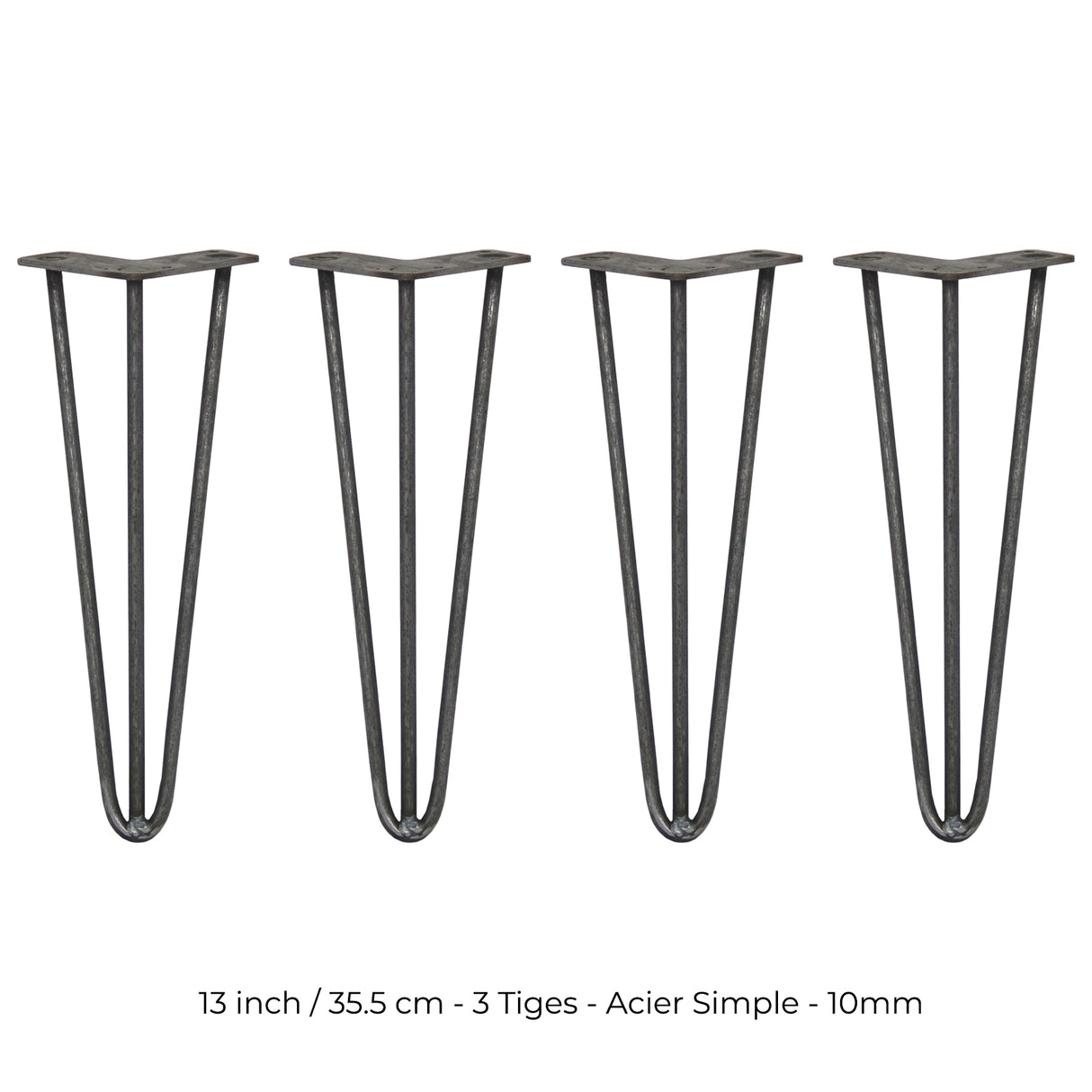 4 Pieds de Table en Epingle à Cheveux - 35,5cm - 3 Tiges - 10mm
