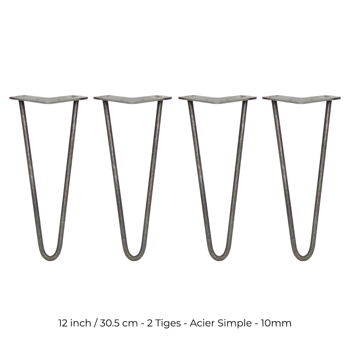 4 Pieds de Table en Epingle à Cheveux - 30,5cm - 2 Tiges - 10mm