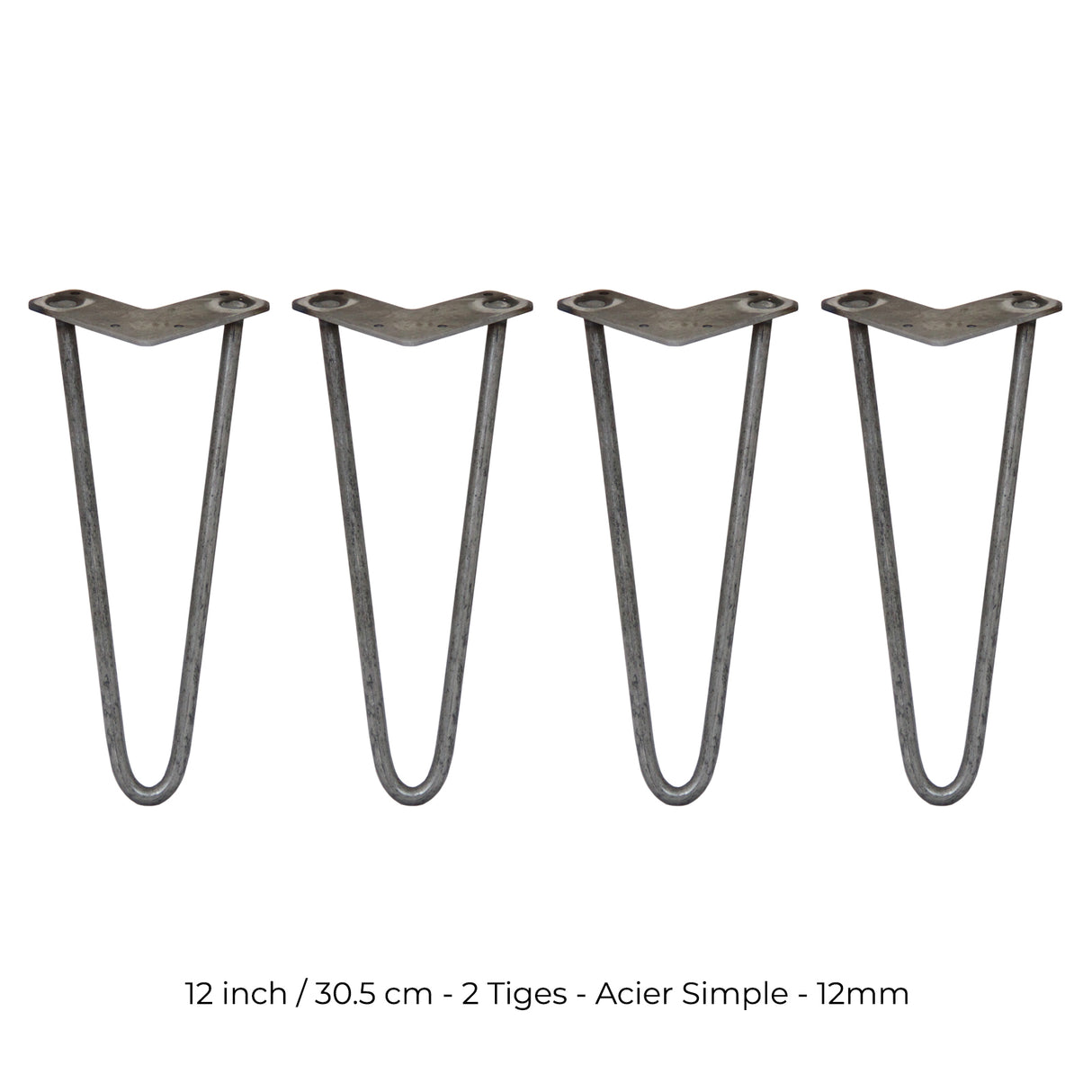 4 Pieds de Table en Epingle à Cheveux - 30,5cm- 2 Tiges - 12mm
