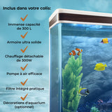 Aquarium à bords Blanc et Noisette avec Meuble de Support Blanc