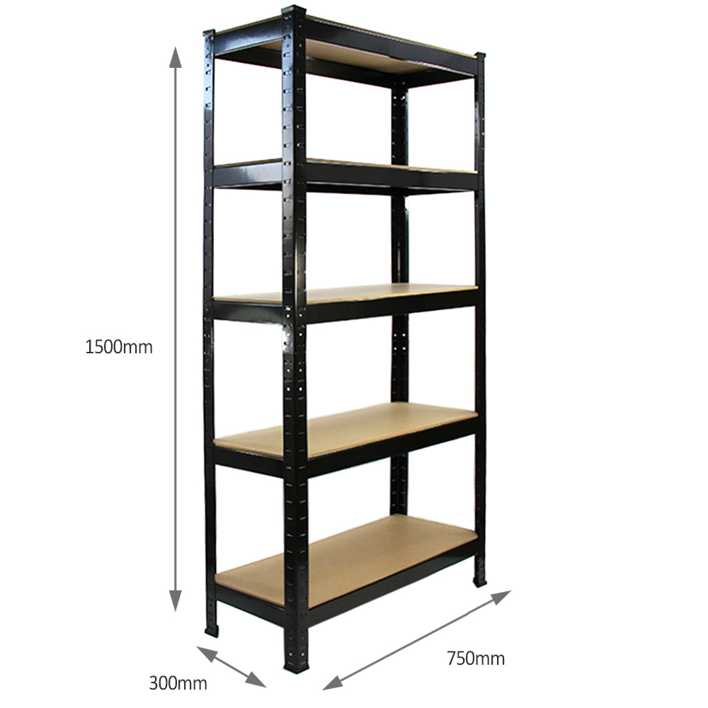 Monster Racking 6 Rayonnages T-Rax en Acier Sans Boulons Noirs 75cm x 30cm x 150cm