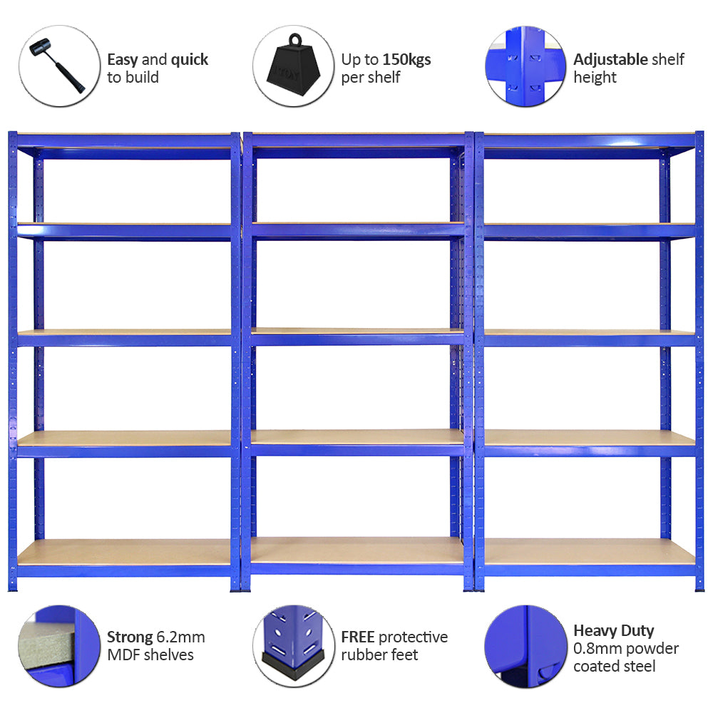 Monster Racking T-Rax Rayonnage Étagère Robuster, Bleu, 75cm L, 30cm P