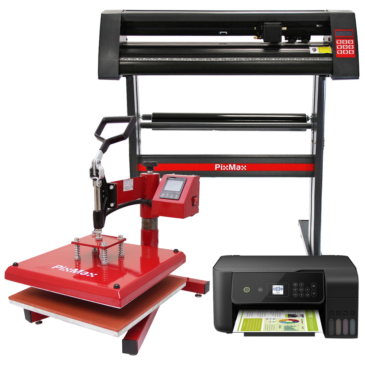 PixMax Presse à Chaud Swing 38cm, Plotter de Découpe Vinyle et Imprimante