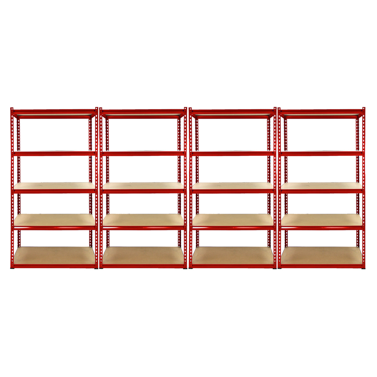 Monster Racking 1 Rayonnage d'Angle Z-Rax Rouge et 4 Rayonnages Z-Rax Rouges en Acier Sans Boulons 90cm x 45cm x 183cm