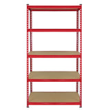 Monster Racking 5 Rayonnages Z-Rax en Acier Sans Boulons Rouges 90cm x 183cm x 45cm