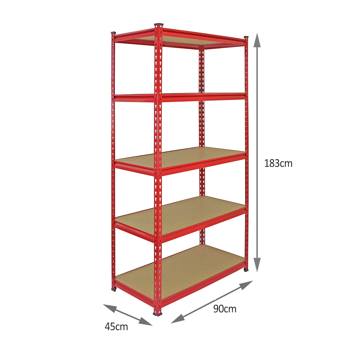 Monster Racking 5 Rayonnages Z-Rax en Acier Sans Boulons Rouges 90cm x 183cm x 45cm