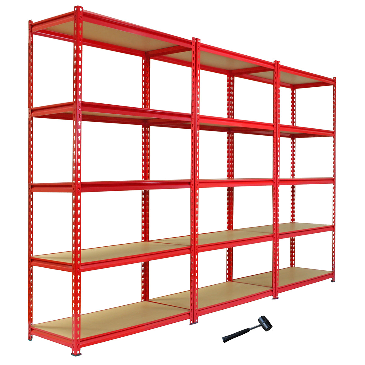 Monster Racking 3 Rayonnages Z-Rax en Acier Sans Boulons Rouges 90cm x 183cm x 45cm