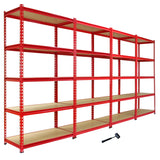 Monster Racking 4 Rayonnages Z-Rax en Acier Sans Boulons Rouges 90cm x 183cm x 45cm