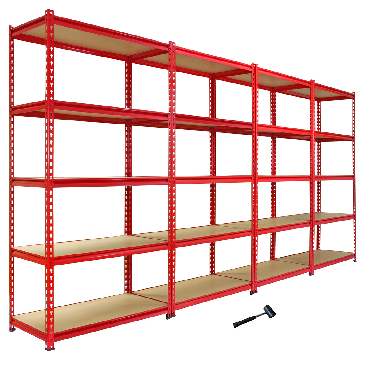 Monster Racking 1 Rayonnage d'Angle Z-Rax Rouge et 4 Rayonnages Z-Rax Rouges en Acier Sans Boulons 90cm x 45cm x 183cm