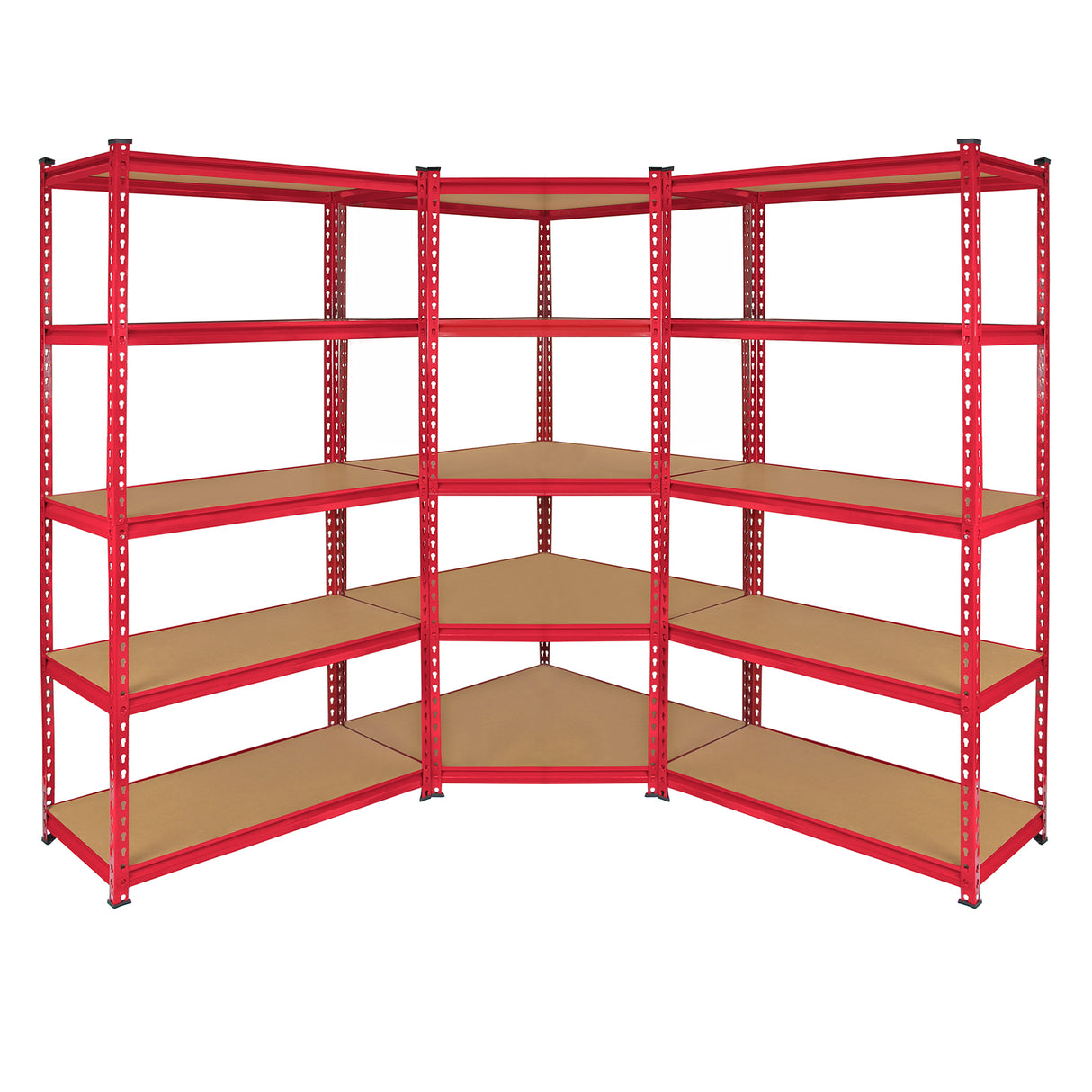 Monster Racking 1 Rayonnage d'Angle Z-Rax Rouge & 2 Rayonnages Z-Rax Rouges en Acier Sans Boulons 90cm x 45cm x 183cm