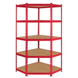 Monster Racking 1 Rayonnage d'Angle Z-Rax Rouge et 4 Rayonnages Z-Rax Rouges en Acier Sans Boulons 90cm x 45cm x 183cm