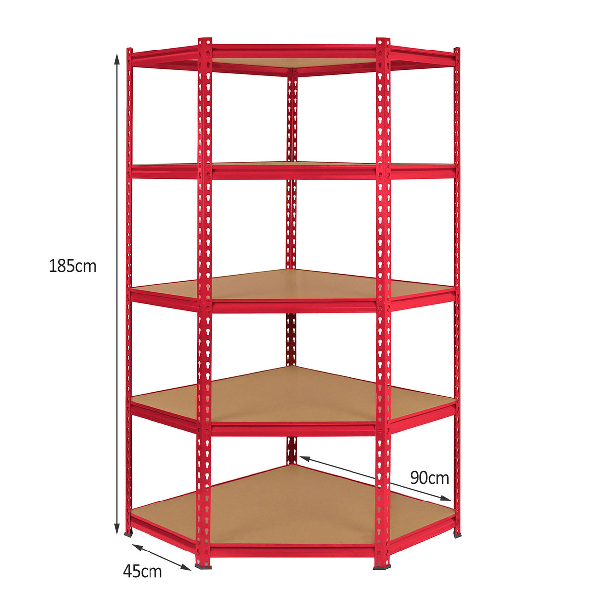 Monster Racking 1 Rayonnage d'Angle Z-Rax Rouge & 2 Rayonnages Z-Rax Rouges en Acier Sans Boulons 90cm x 45cm x 183cm