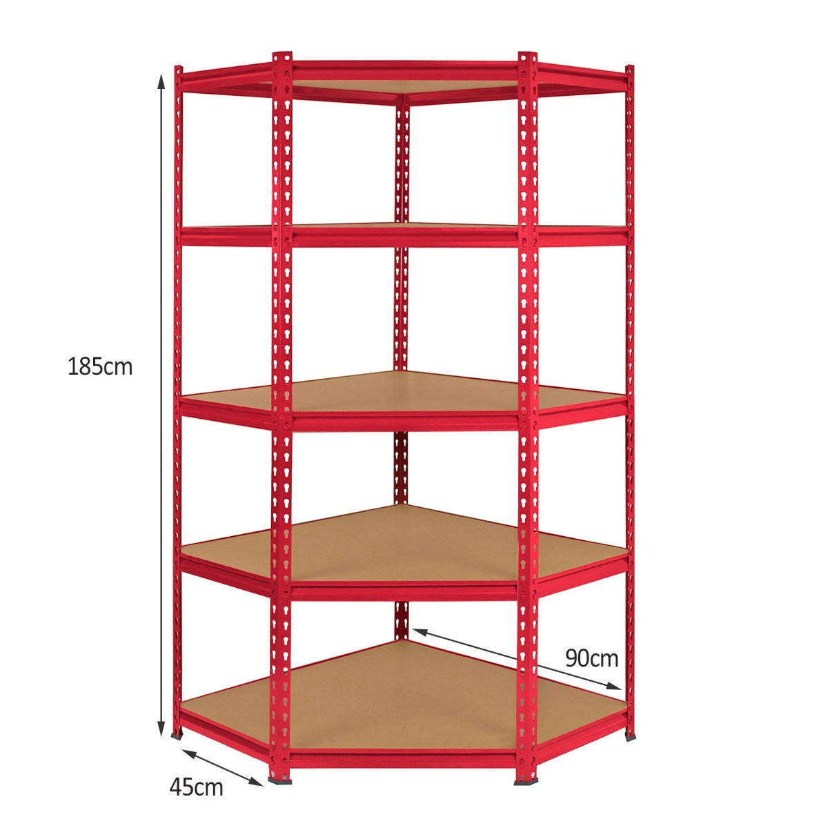 Monster Racking 1 Rayonnage d'Angle Z-Rax Rouge et 4 Rayonnages Z-Rax Rouges en Acier Sans Boulons 90cm x 45cm x 183cm