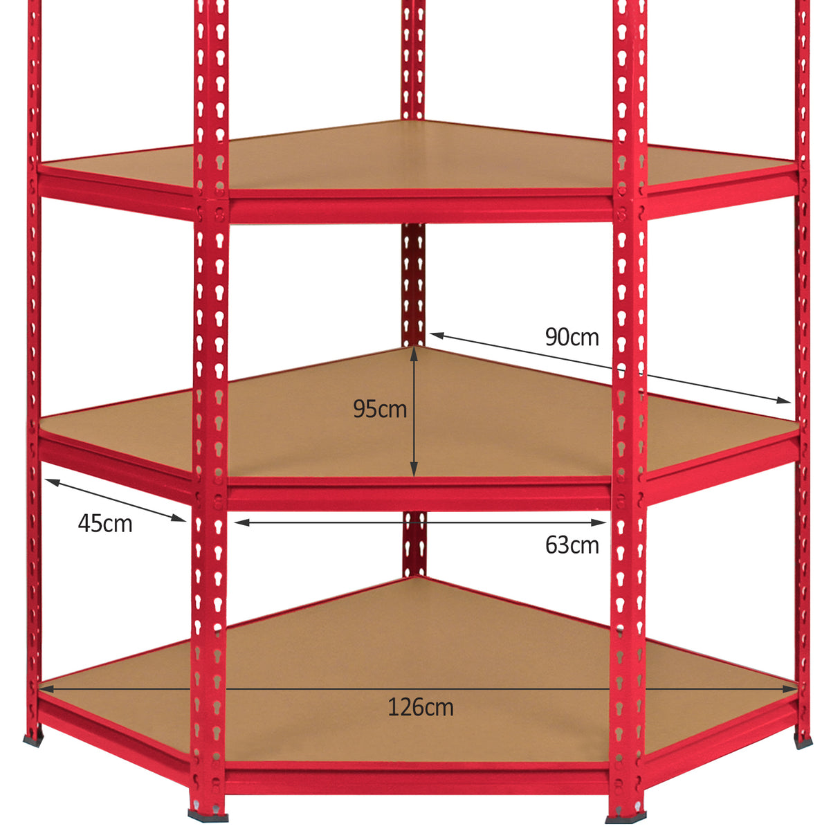 Monster Racking 1 Rayonnage d'Angle Z-Rax Rouge & 2 Rayonnages Z-Rax Rouges en Acier Sans Boulons 90cm x 45cm x 183cm