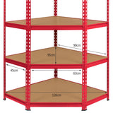 Monster Racking 1 Rayonnage d'Angle Z-Rax Rouge & 2 Rayonnages Z-Rax Rouges en Acier Sans Boulons 90cm x 45cm x 183cm