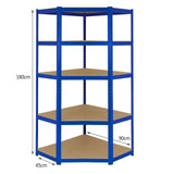 Monster Racking - Rayonnage d'Angle T-Rax en Acier Sans Boulons Bleu 90cm x 45cm x 180cm