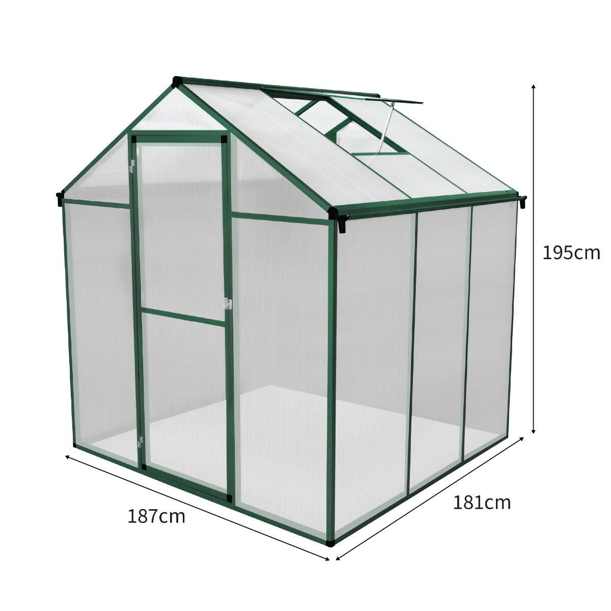 Serre de Jardin en Polycarbonate Verte - 180 x 180 cm