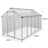 Serre de Jardin en Polycarbonate Grise - 186 x 320 cm