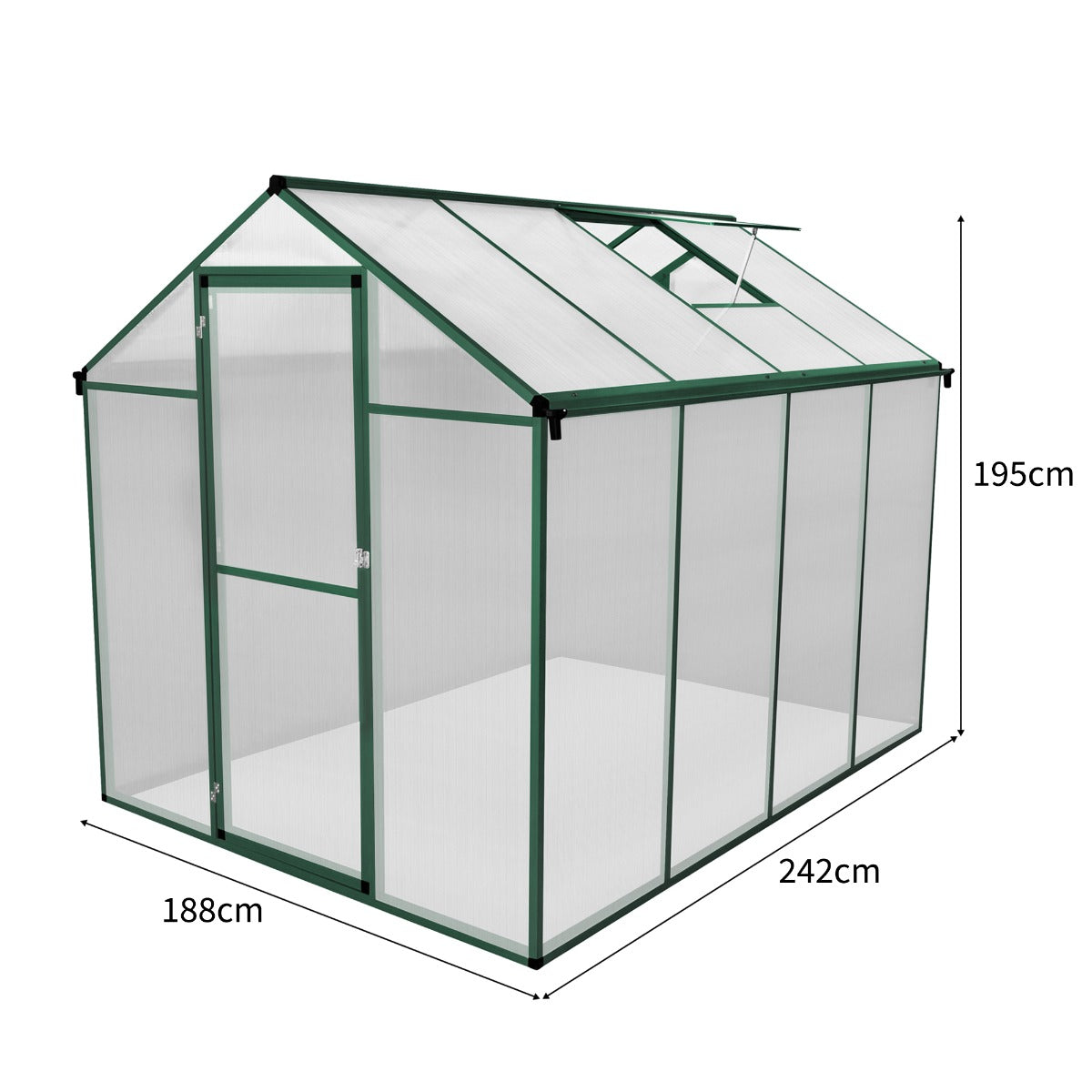 Serre de Jardin en Polycarbonate Verte - 180 x 240 cm