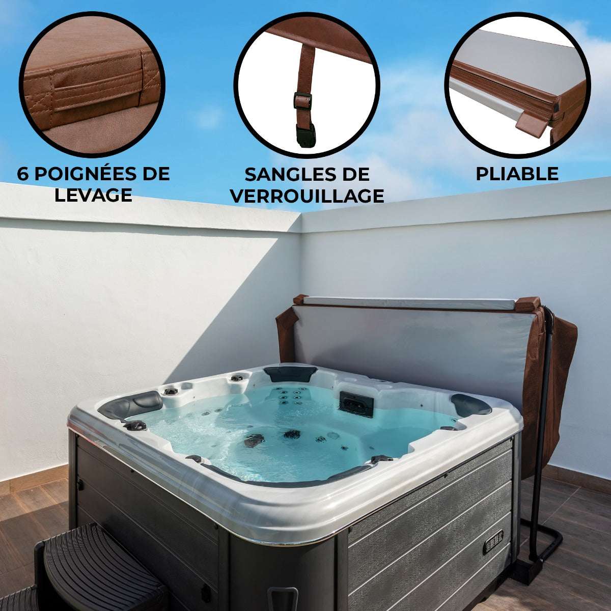 Couverture de Jacuzzi 2m - Marron