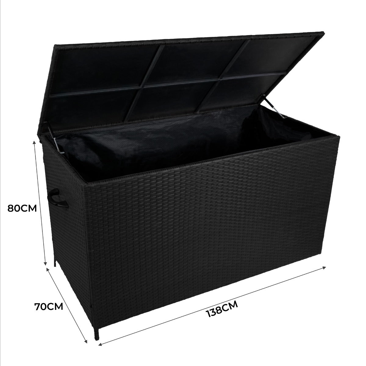 Coffre de Rangement Extérieur en Rotin Noir – 582 L