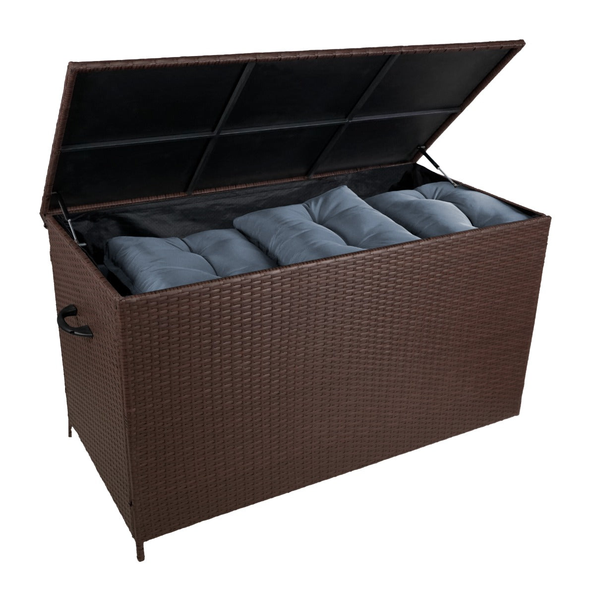 Coffre de Rangement Extérieur en Rotin Marron – 582 L