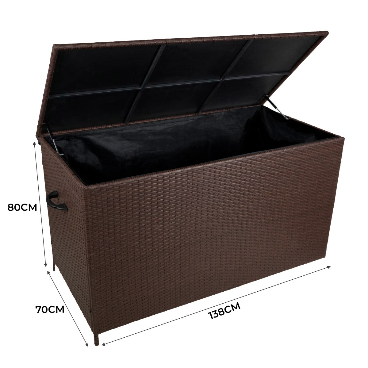 Coffre de Rangement Extérieur en Rotin Marron – 582 L