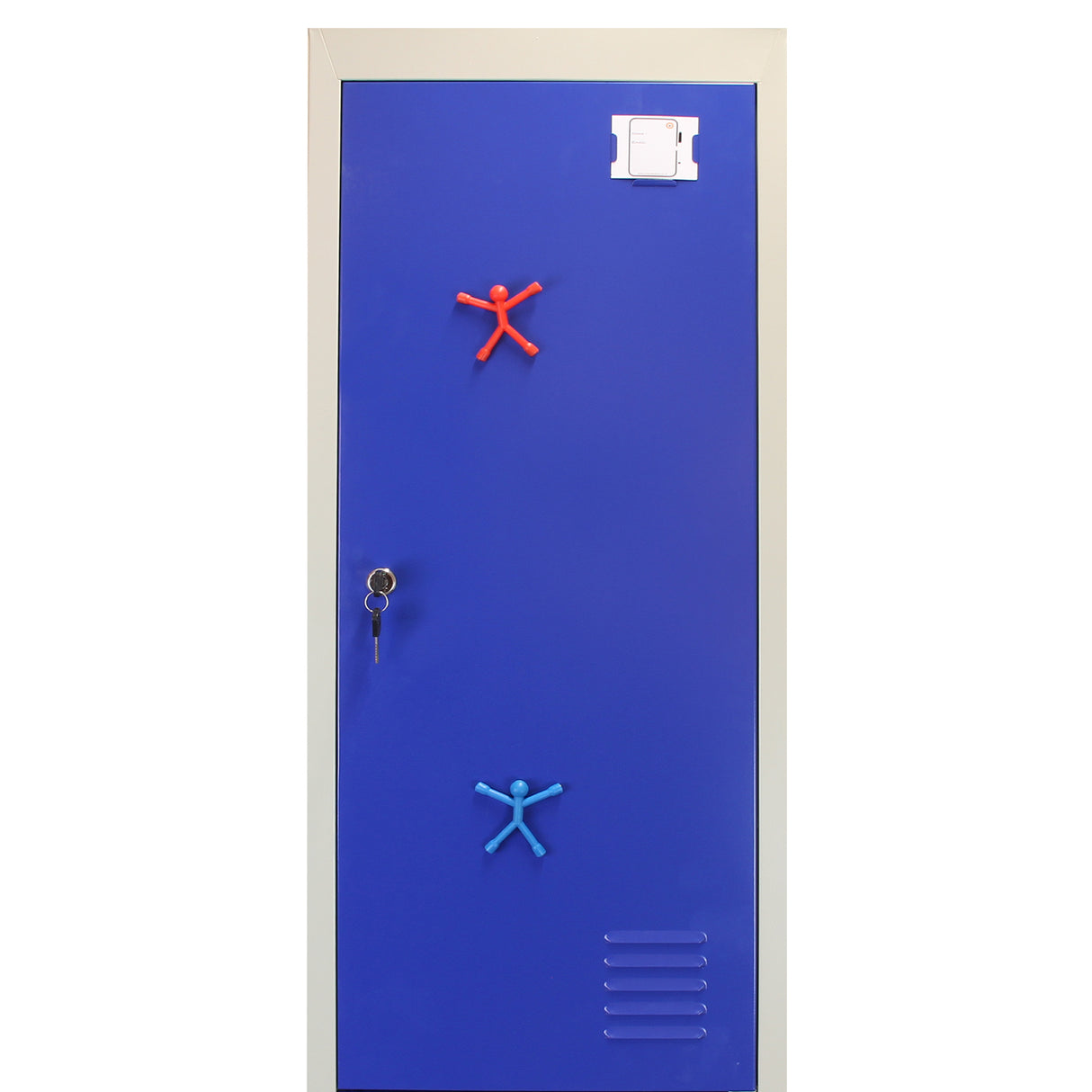 3 x casiers de rangement en métal - Deux portes, bleu - A plat