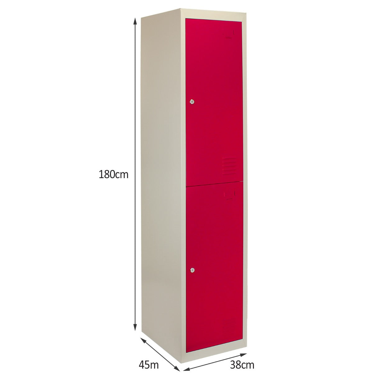 3 x casiers de rangement en métal - Deux portes, Rouge - A plat