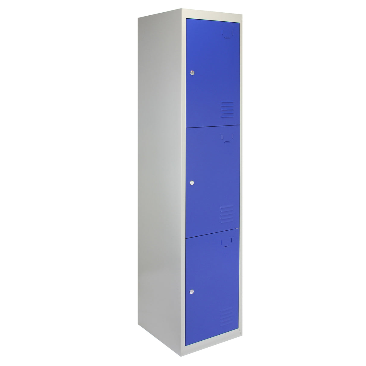 3 x casiers de rangement en métal - Trois portes, bleu - A plat