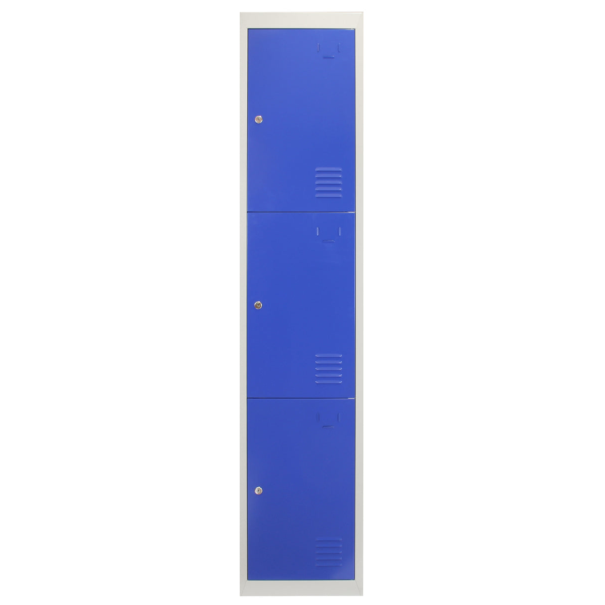 3 x casiers de rangement en métal - Trois portes, bleu - A plat