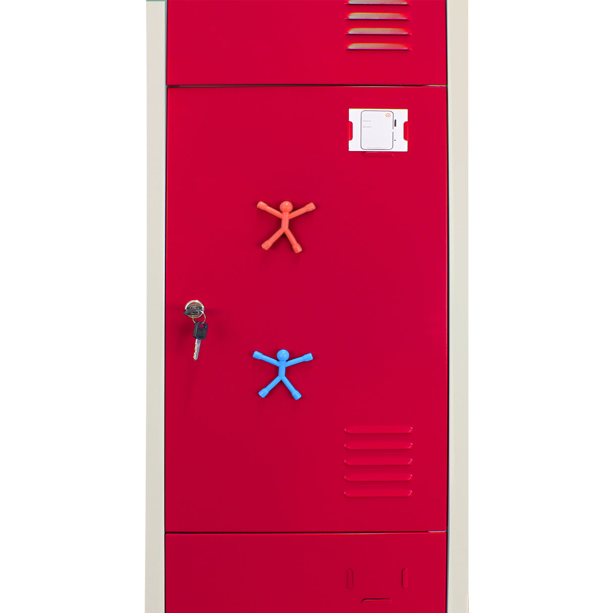 3 x casiers de rangement en métal - Trois portes, rouge - A plat
