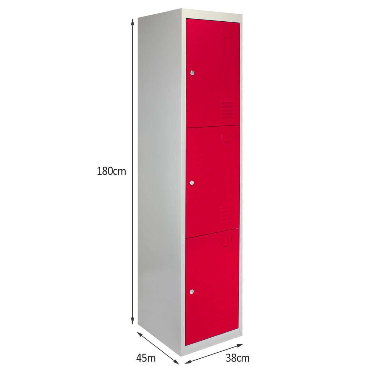 Casiers Vestiaires Métalliques Rouge à 3 Portes livré à plat