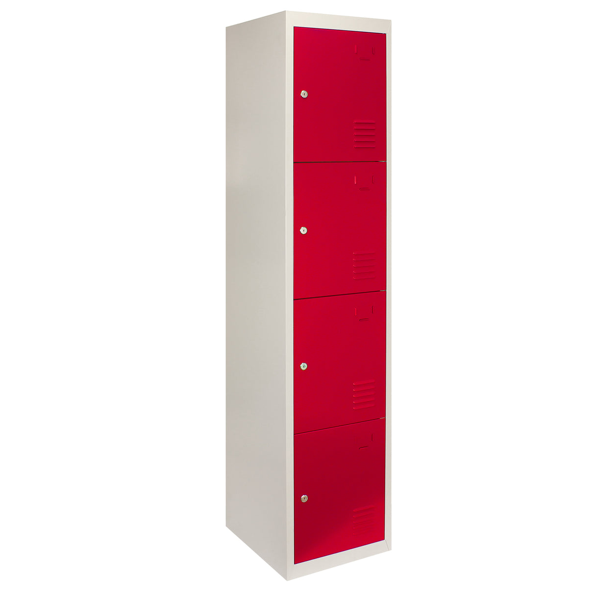 3 x casiers de rangement en métal - Quatre portes, Rouge - A plat